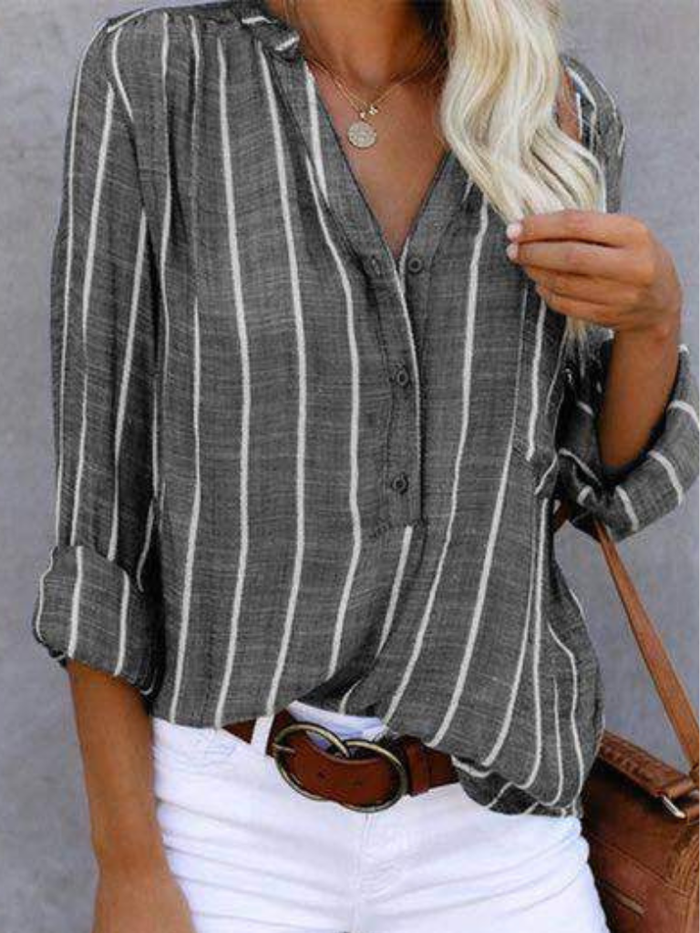 Serena Striped Button Blouse