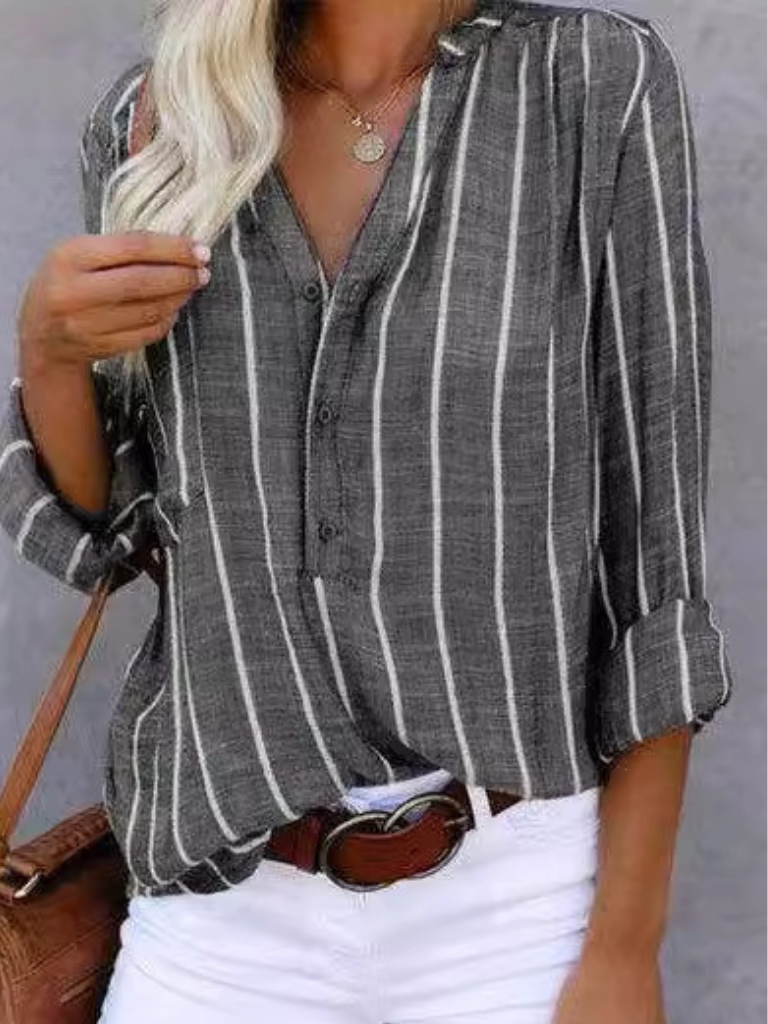 Serena Striped Button Blouse
