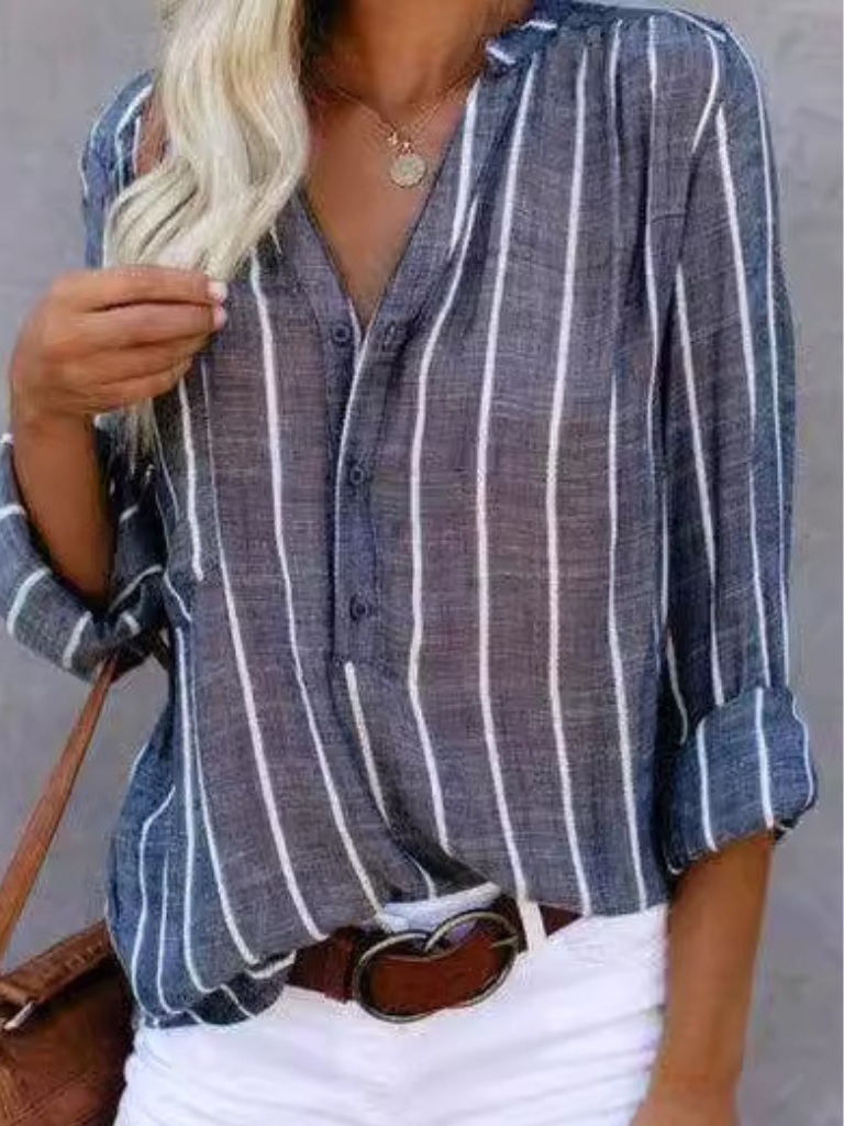 Serena Striped Button Blouse