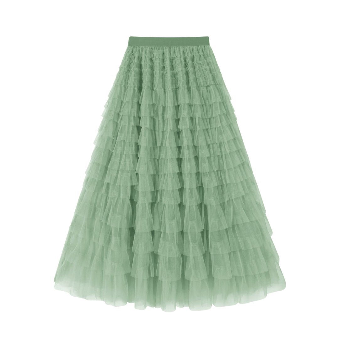 Flowing Mesh Midi Skirt