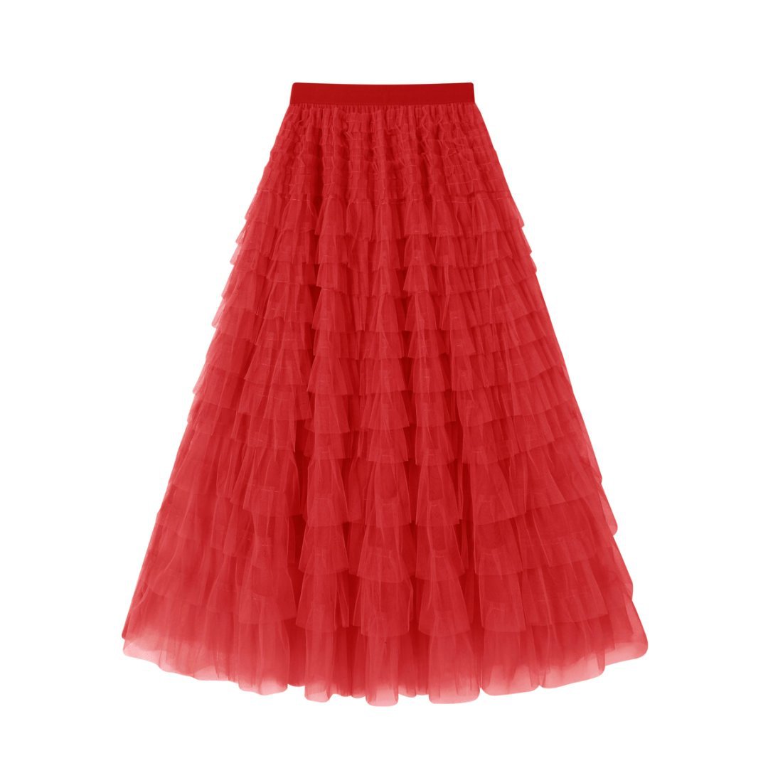 Flowing Mesh Midi Skirt