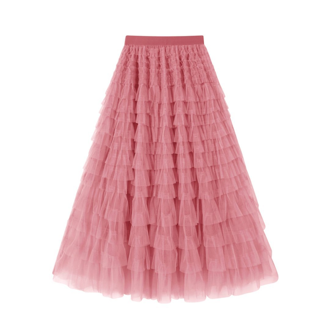 Flowing Mesh Midi Skirt
