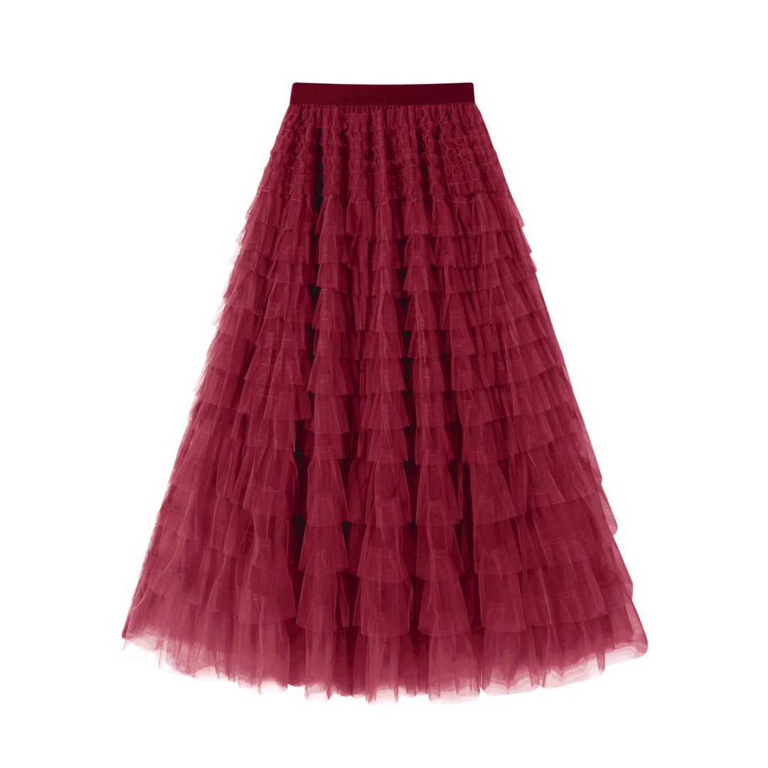 Flowing Mesh Midi Skirt