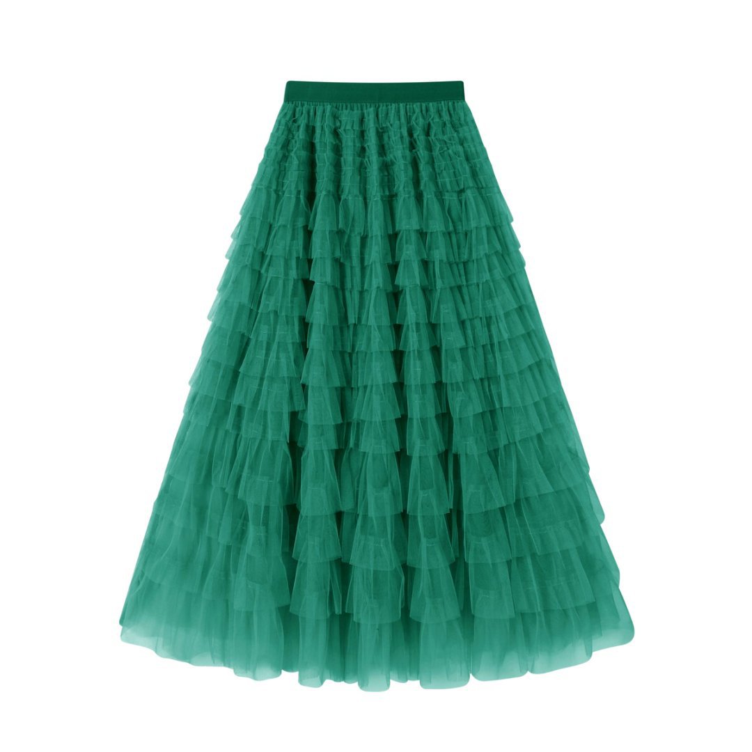 Flowing Mesh Midi Skirt