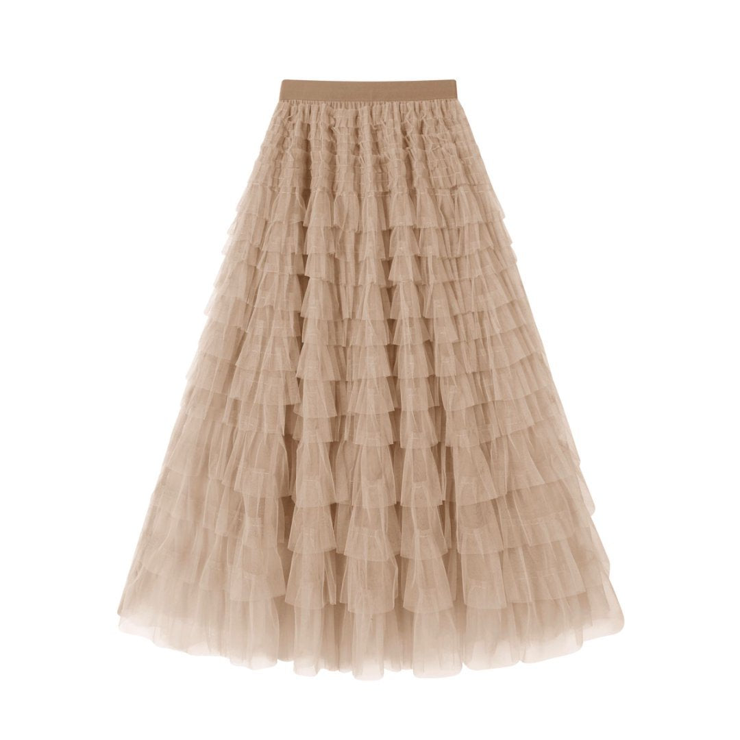 Flowing Mesh Midi Skirt