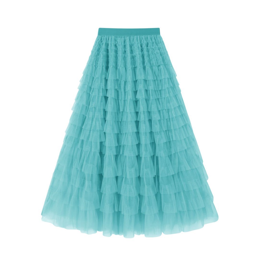 Flowing Mesh Midi Skirt