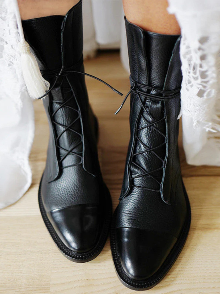 Elara Polished Lace-Up Boots