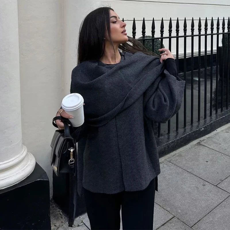 Plush Scarf Collar Winter Coat