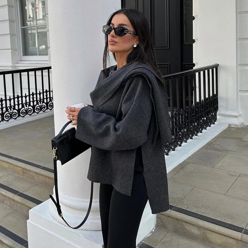 Plush Scarf Collar Winter Coat