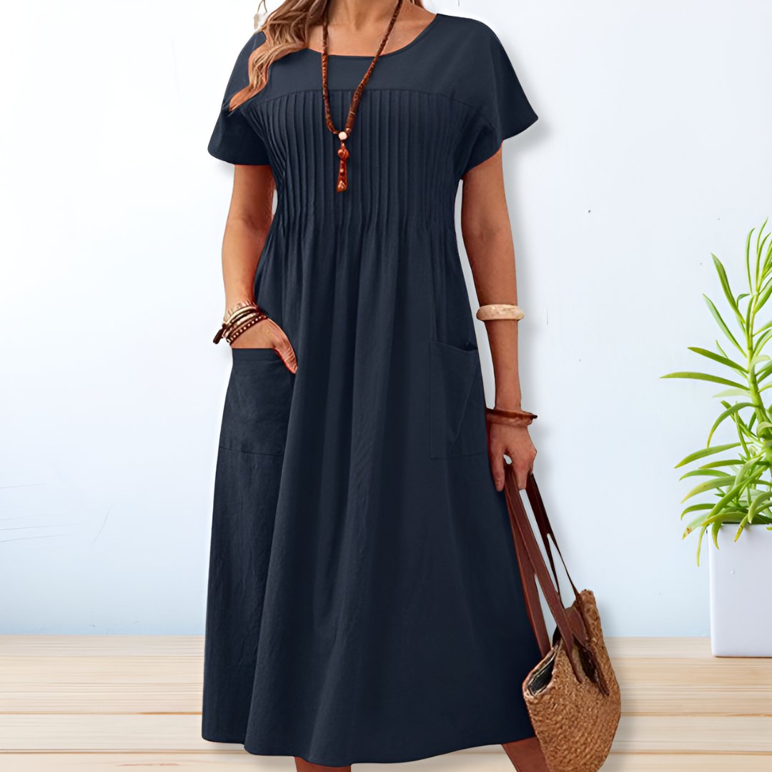 Classic Pleated Midi Dress