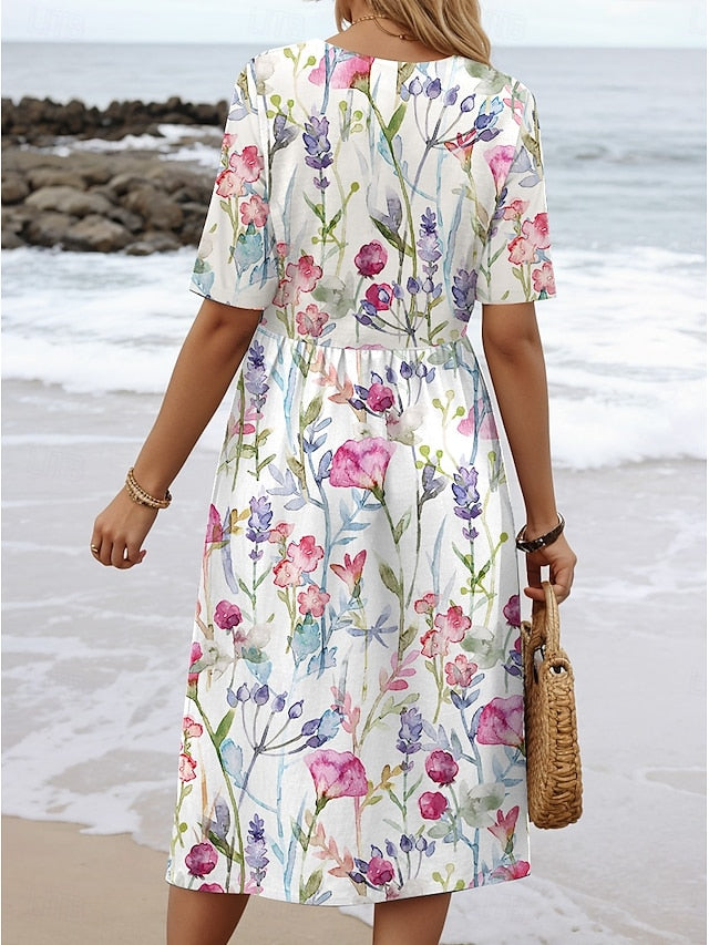 Soft Floral Midi Dress